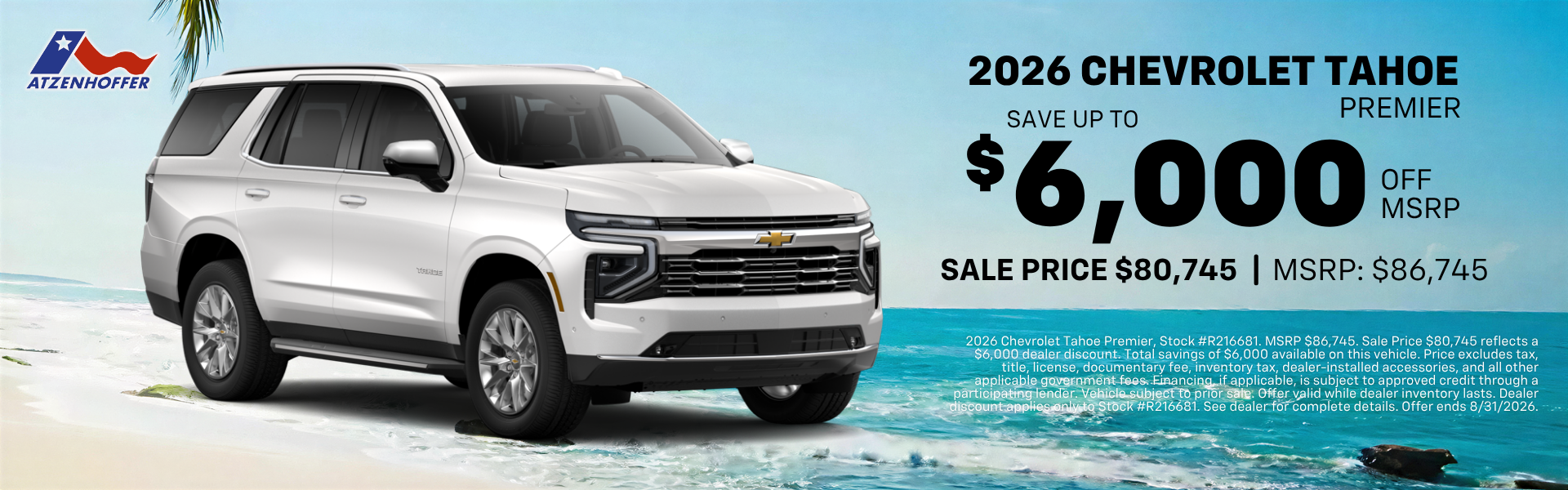 $6000 off 2026 Tahoe Premier