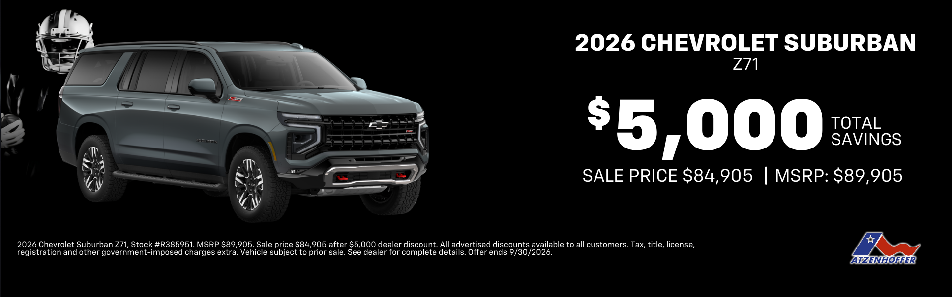 2026 Chevrolet Suburban Z71: Sale Price: $84,905